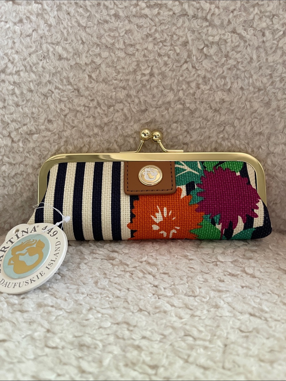 Spartina 
499 Floral Stripe Clasp Slender Case NWT